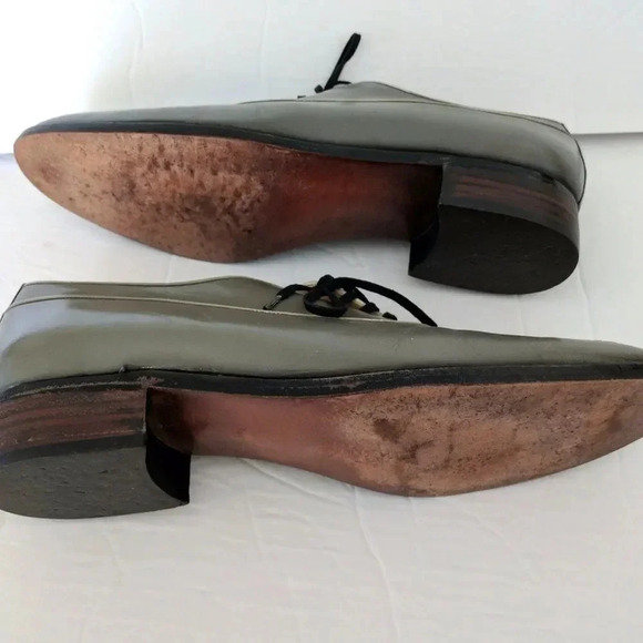 Vintage 1970s Oxford Leather Grey Men Shoes Lace Up Gray Size 8.5 D - Picture 6 of 7